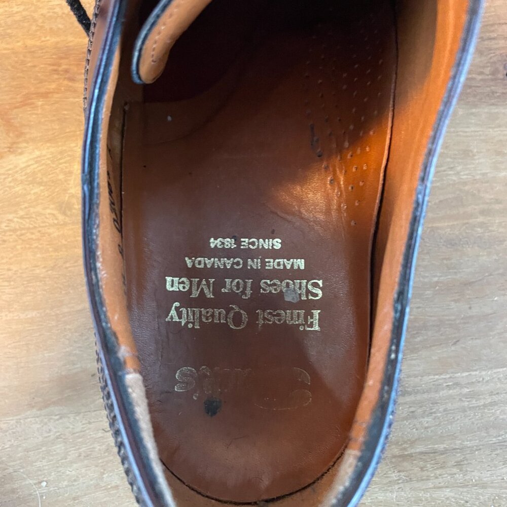 Vintage Dack's Canada Made Burgundy Wingtip Brogue Dress Shoes Mens 11.5 Leather - Picture 12 of 12